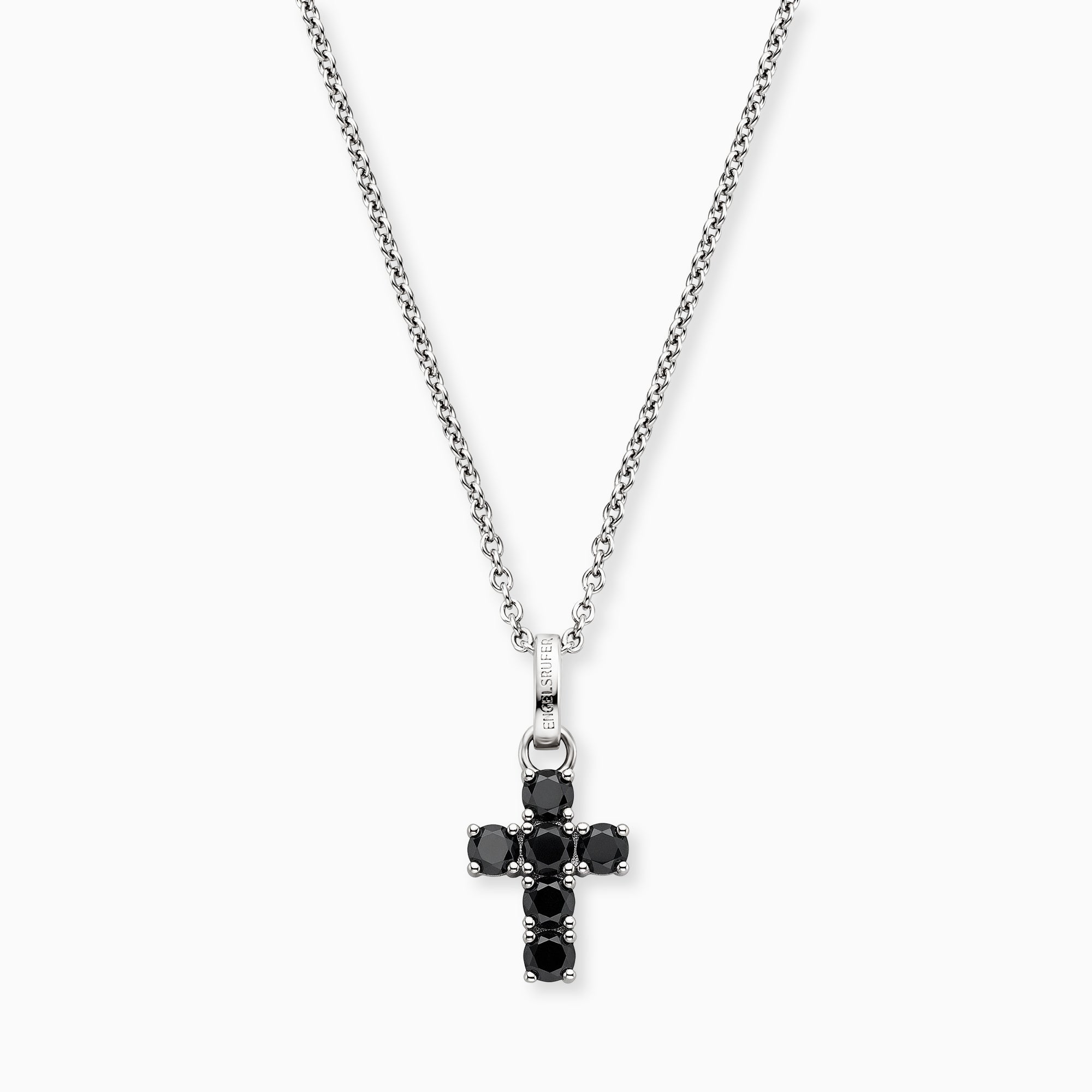 Engelsrufer Kreuz Collana Argento 925 Croce Zirconia Nera