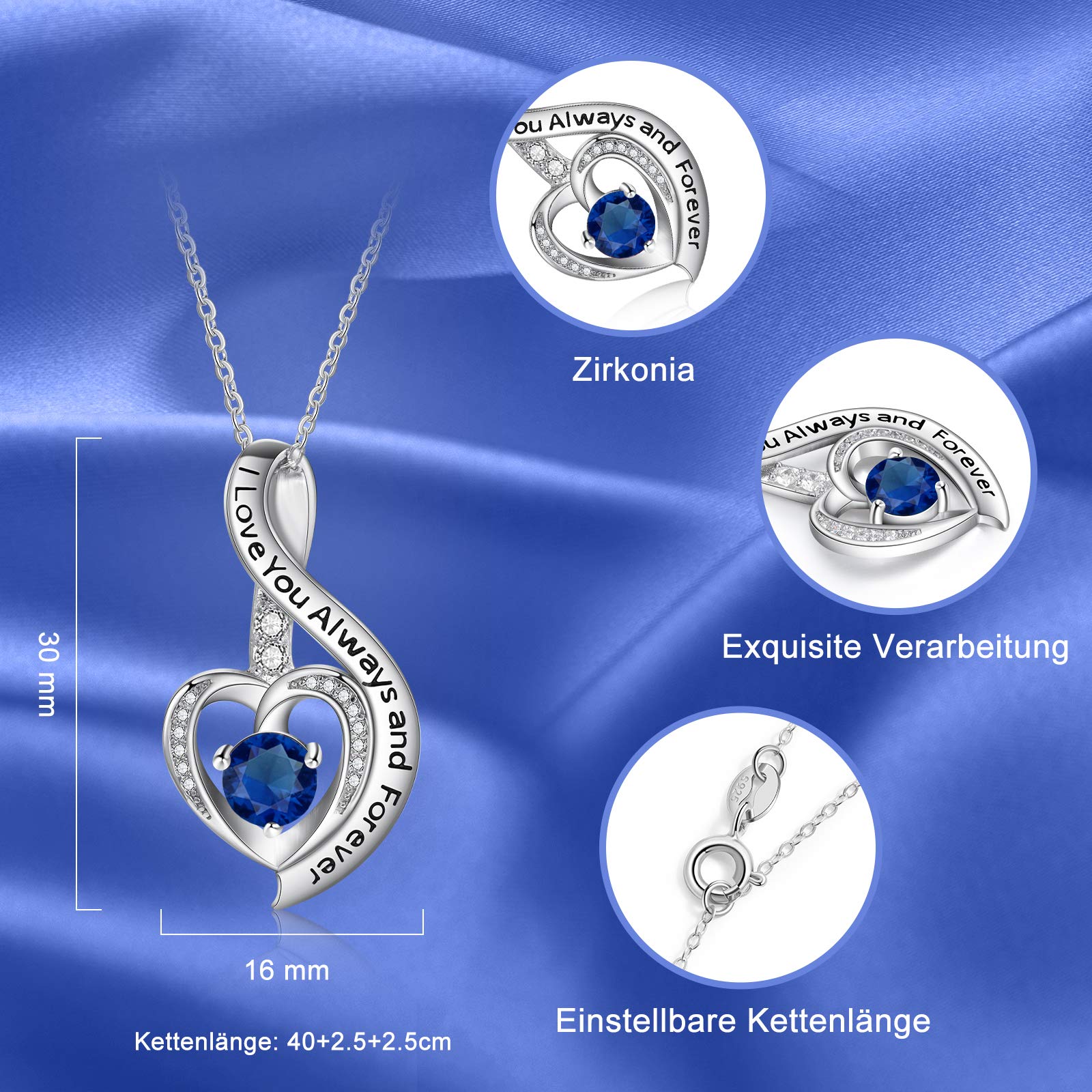Jessemade Gioielli Collana cuore argento 925 regalo mamma