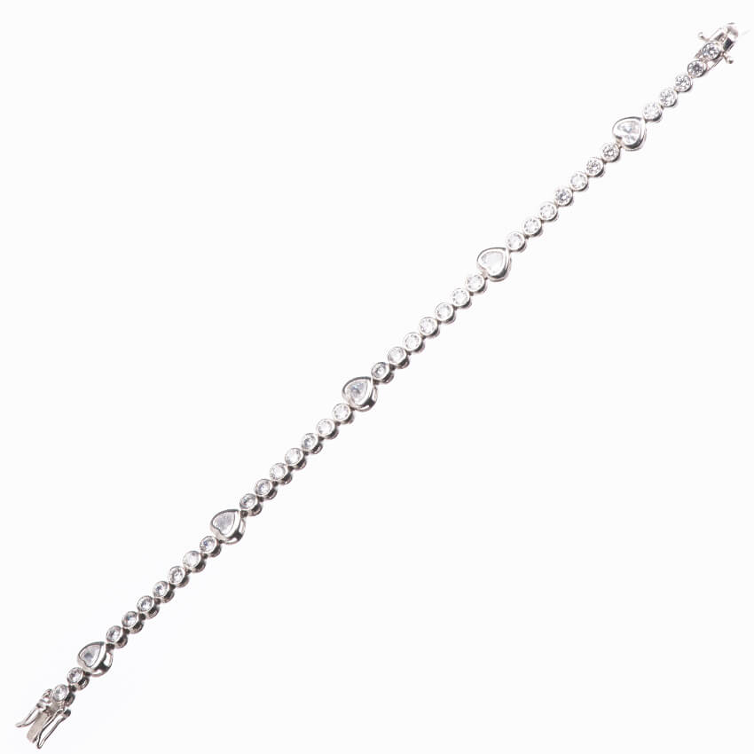 Chic Ad Hoc Bracciale tennis cuori argento zirconi