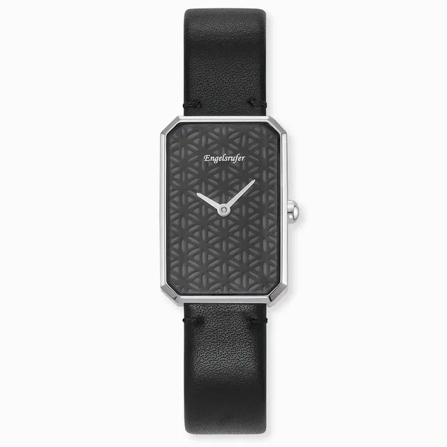 Engelsrufer orologio donna acciaio fiore vita pelle nero