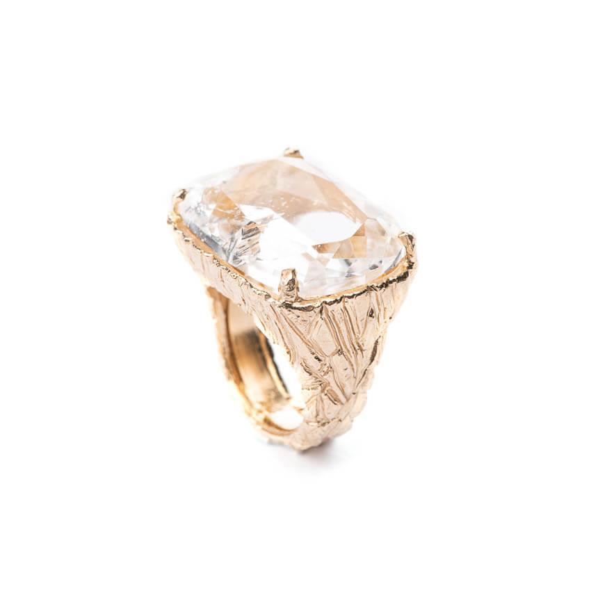 Chic Ad Hoc Anello moderno oro cristallo di rocca