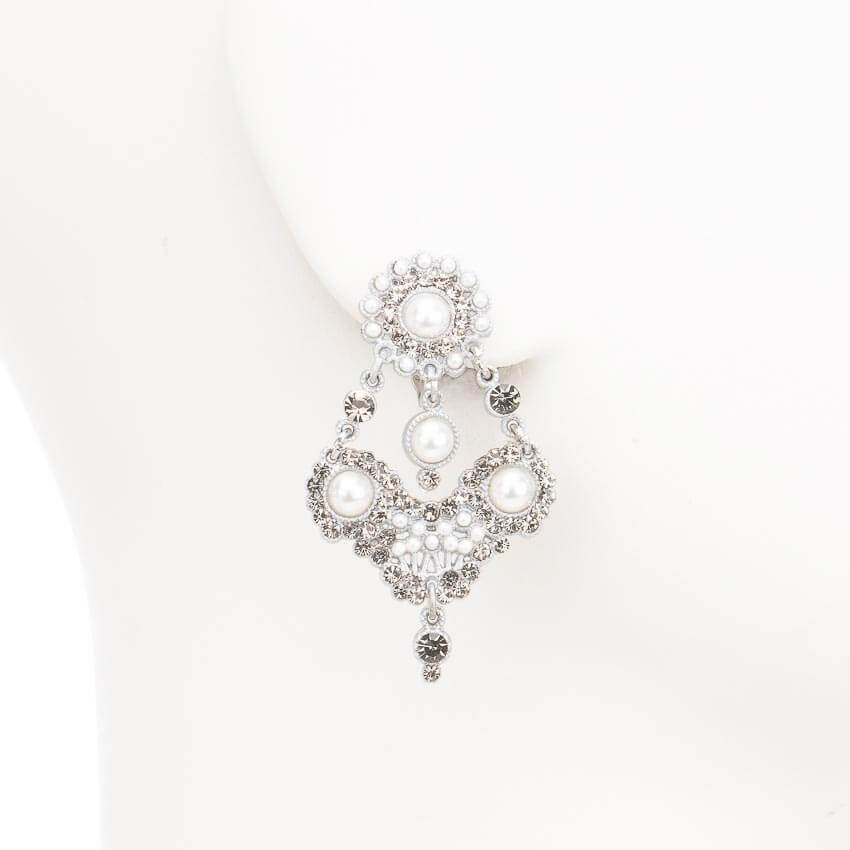 Chic Ad Hoc Orecchini clip pendenti cristalli e perle