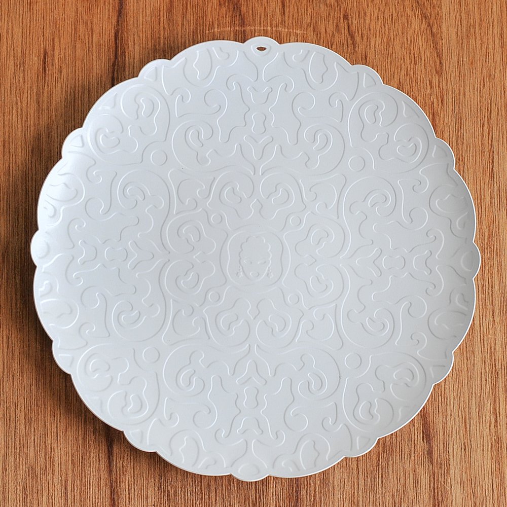 Alessi Dressed Vassoio Rotondo 25 cm Bianco Acciaio Rilievo