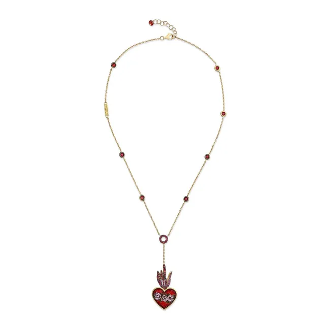 Le Sibille Flameheart collana oro giallo rubini zaffiri