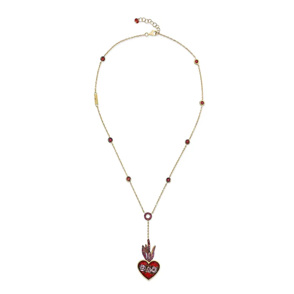 Le Sibille Flameheart Necklace Collana Oro Rubini Mosaico