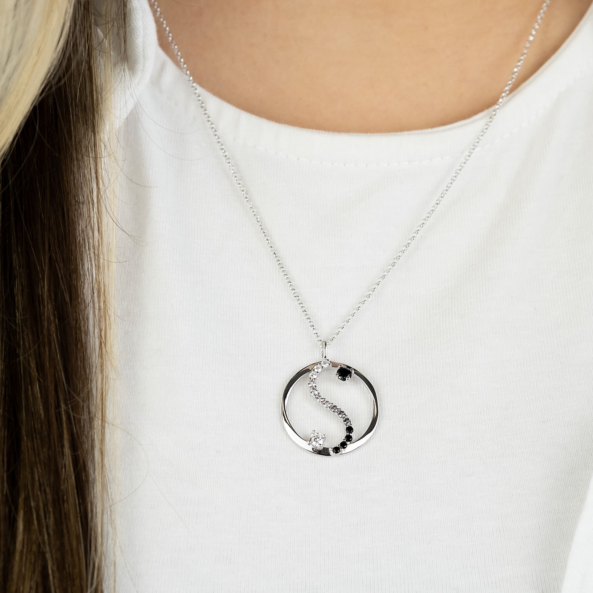 Engelsrufer Yin Yang collana argento zirconia multicolor