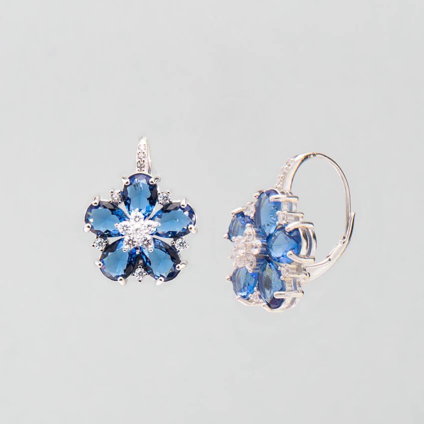 Chic Ad Hoc Orecchini monachella fiore zaffiro blu