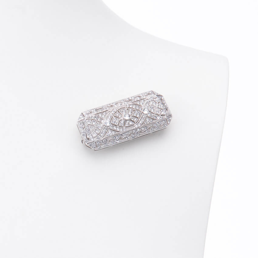 Chic Ad Hoc Spilla Rettangolare Stile Liberty Argento