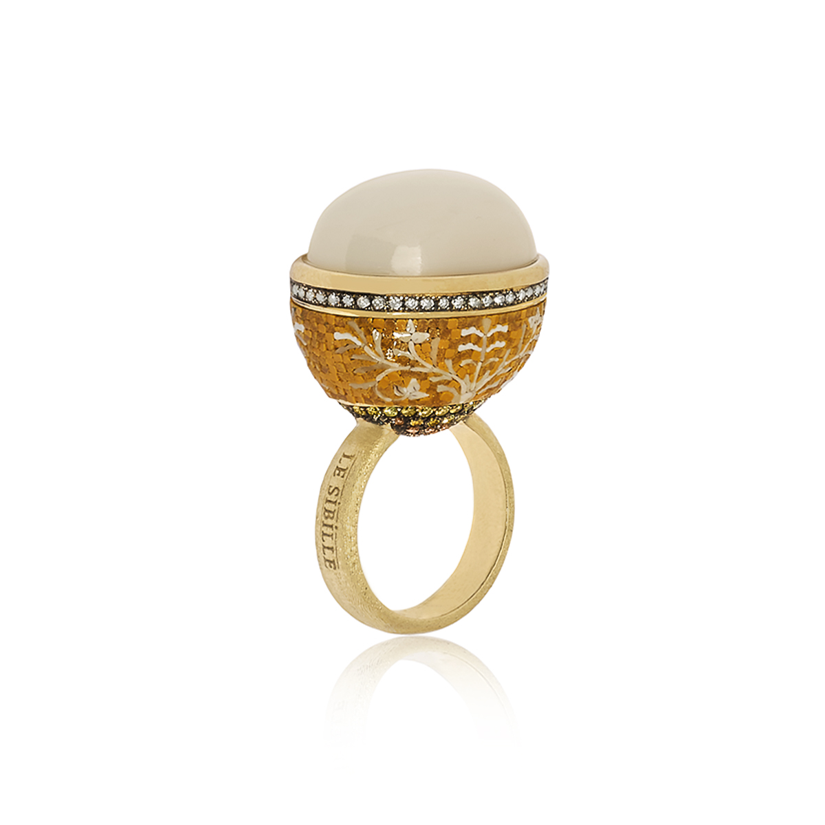 Le Sibille Domus Aurea Ring oro moonstone diamanti