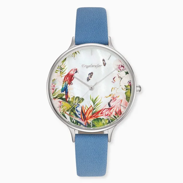 Engelsrufer Paradise orologio acciaio pelle azzurro madreperla