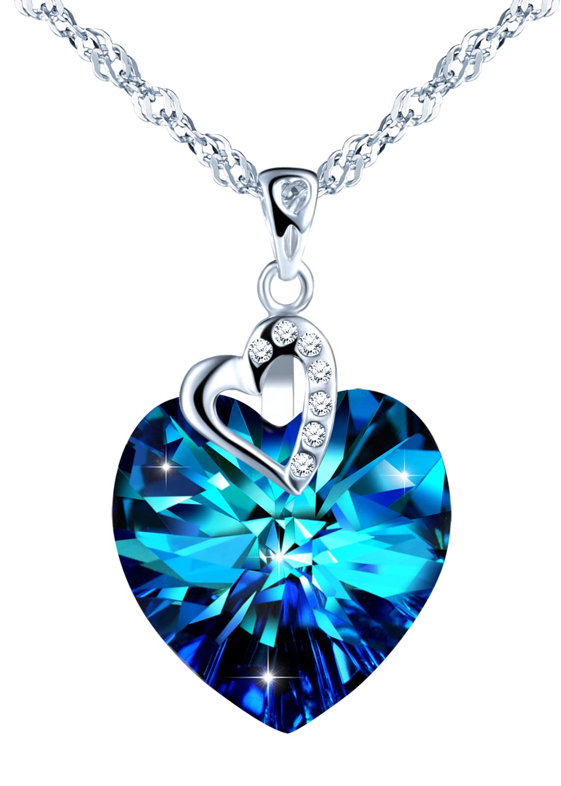 Infinionly Fashion Collana Cuore Cristallo Colorato Argento 925 45cm