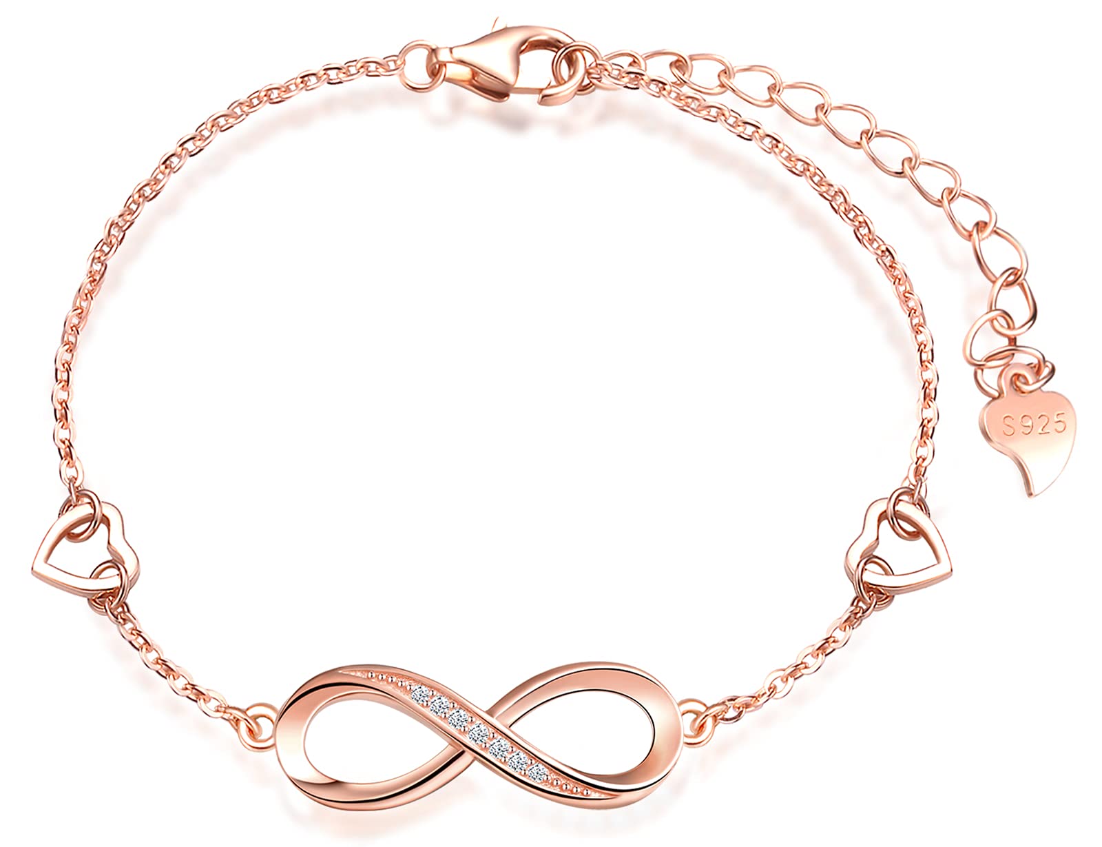 INFINIONLY collana infinito cuore oro rosa zircone