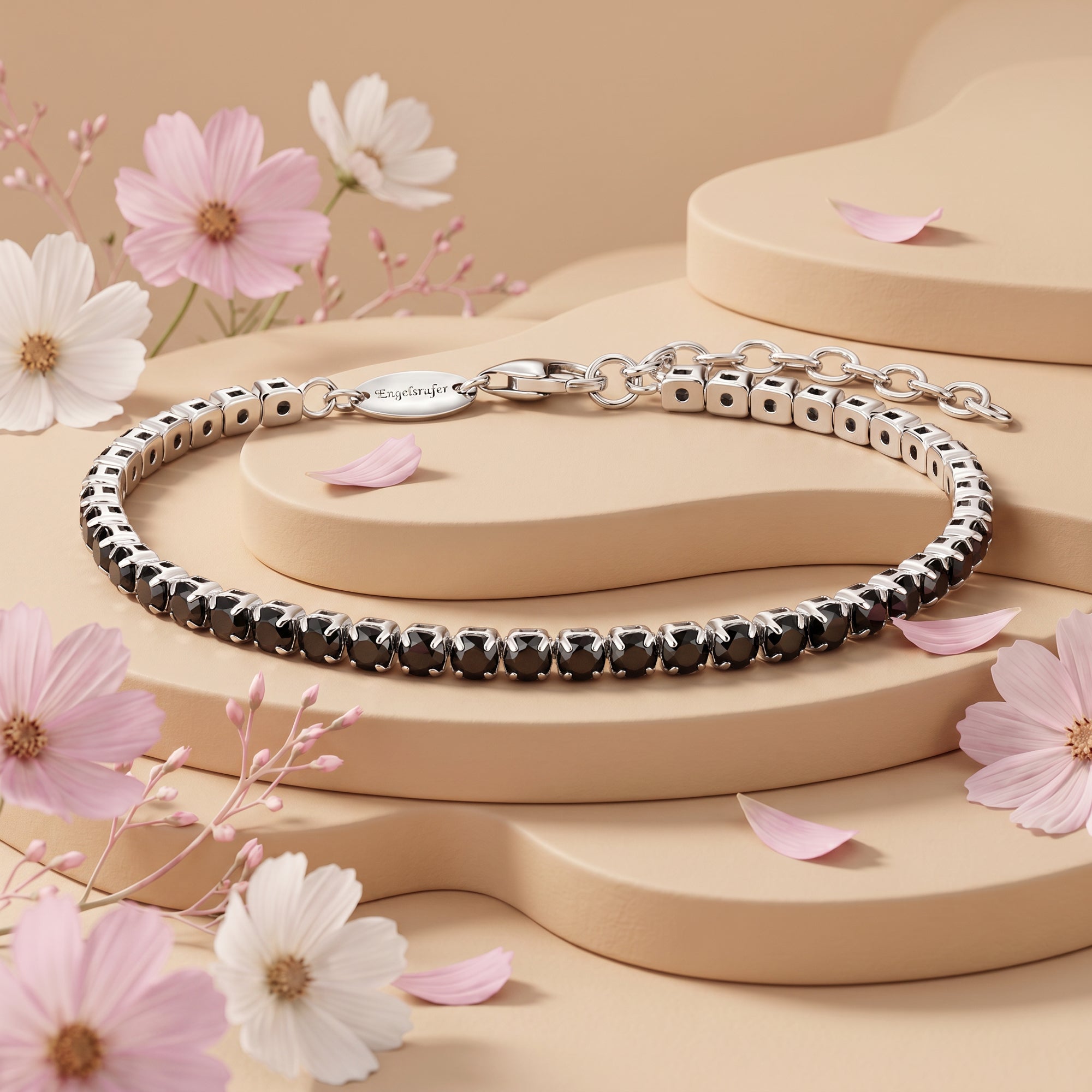 Engelsrufer Shiny Tennis bracciale argento zirconia neri
