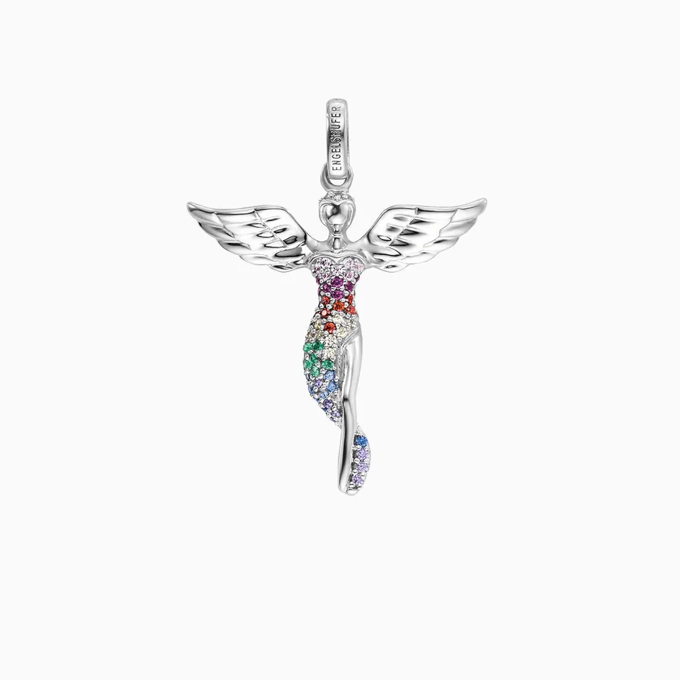 Engelsrufer Anhänger ciondolo angelo argento zirconia multicolor