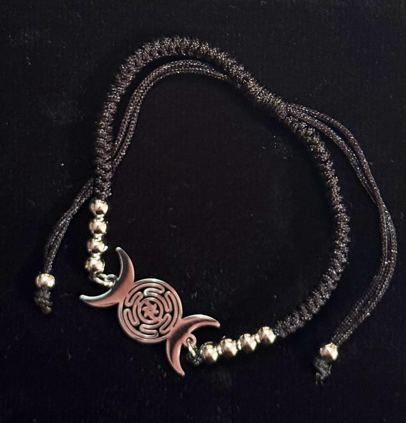 Eueavan Bracelets Bracciale Hecate Tripla Luna Argento Regolabile