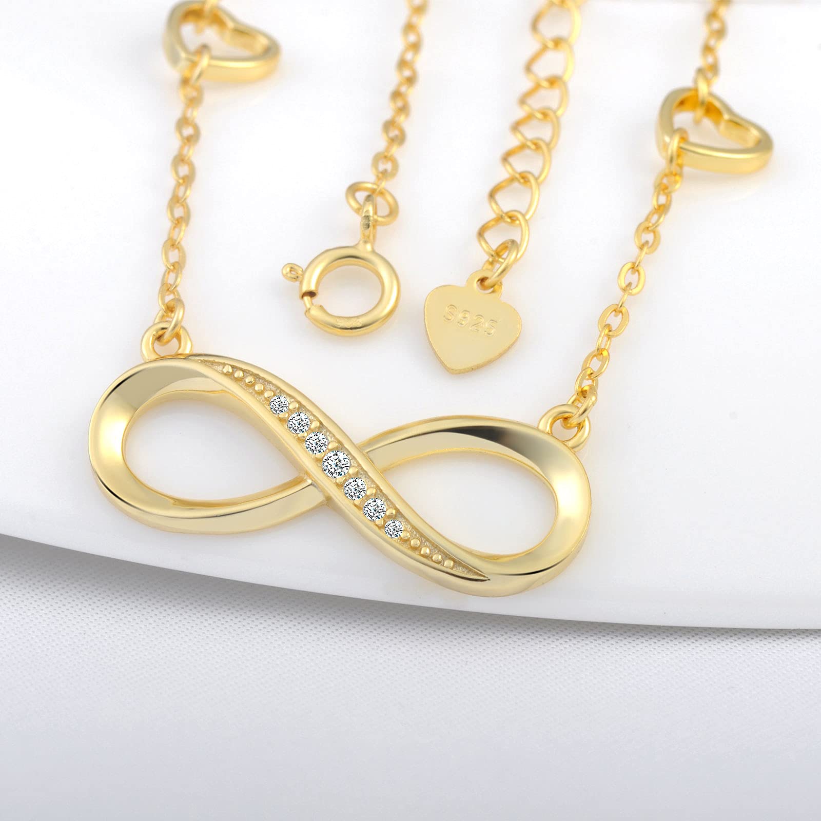 INFINIONLY Fashion Collana Infinito Cuore Argento 925 Zirconi
