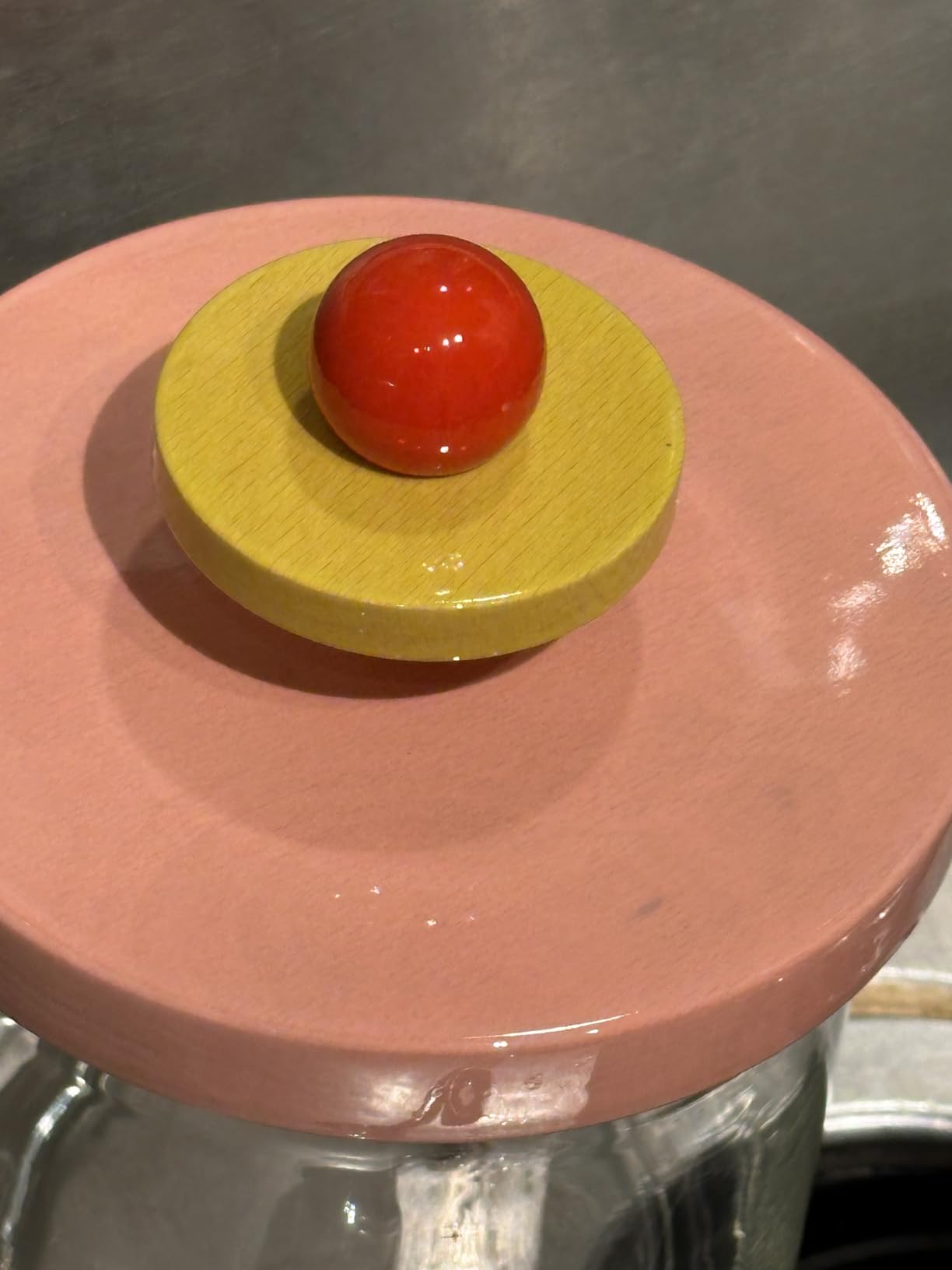 Alessi ES16/75 2 barattolo vetro rosa coperchio faggio