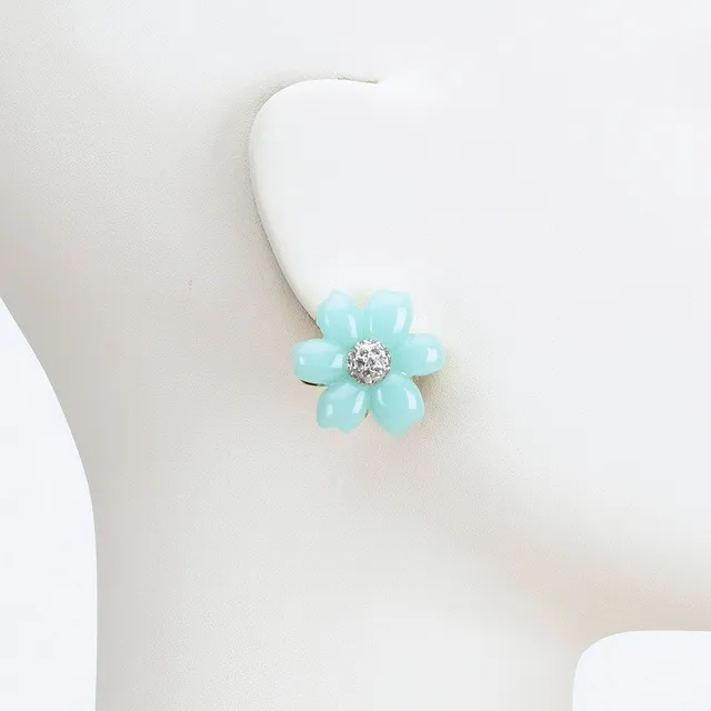 Chic Ad Hoc Orecchini Fiore a Clip azzurro acquamarina
