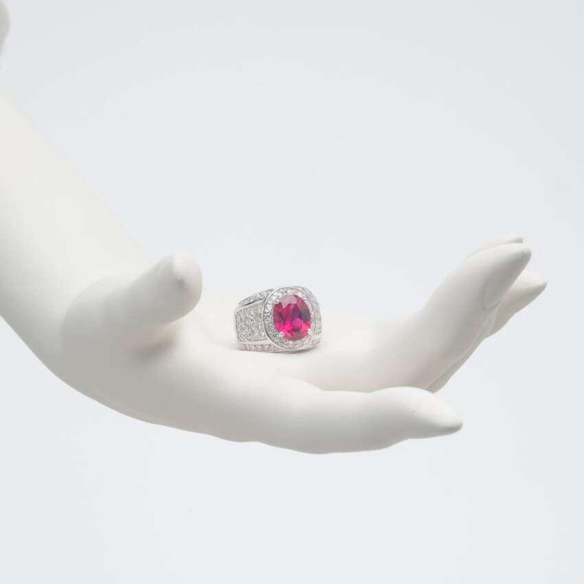 Chic Ad Hoc Anelli Anello Fascia Argento Rosso Rubino