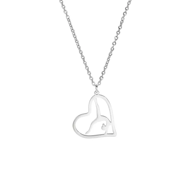 EUEAVAN Necklaces collana ginnastica cuore argento acciaio