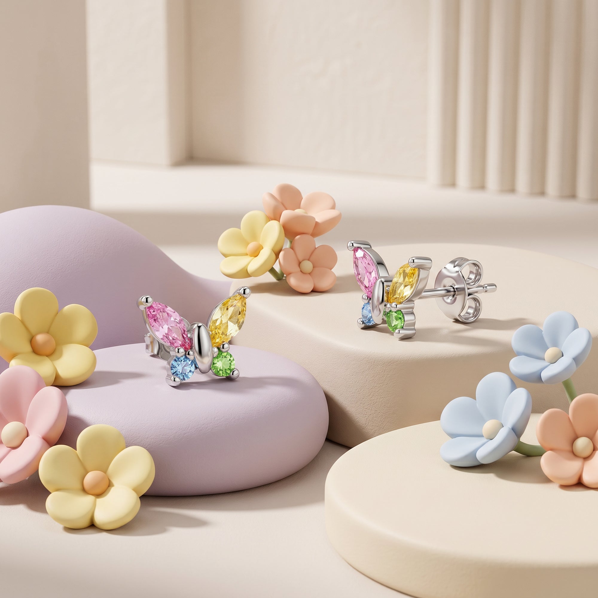 Engelsrufer Orecchini Bambina Acciaio Farfalla Multicolor