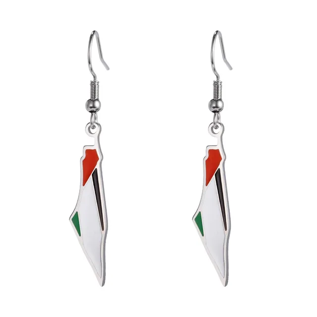 EUEAVAN Palestina Mappa Orecchini Pendenti Argento Bandiera