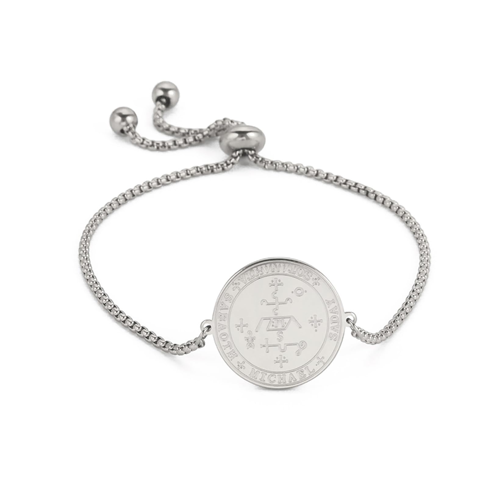 EUEAVAN Bracciale 7 Arcangelo Michael Argento Acciaio