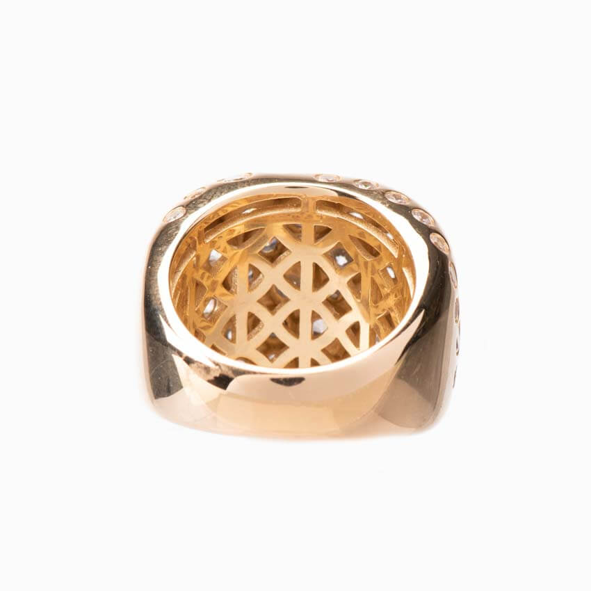 Chic Ad Hoc fascia bombata anello argento zirconi