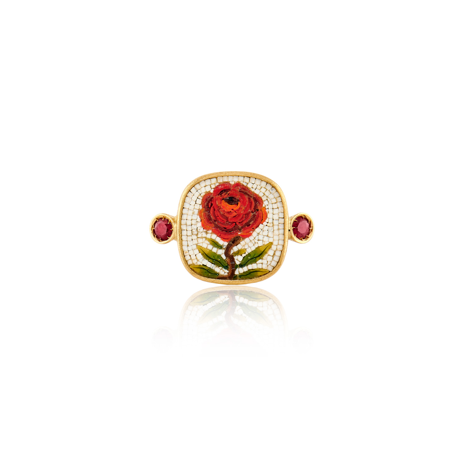 Le Sibille Rosae Anello Oro 18Kt Rubini Granato Mosaico