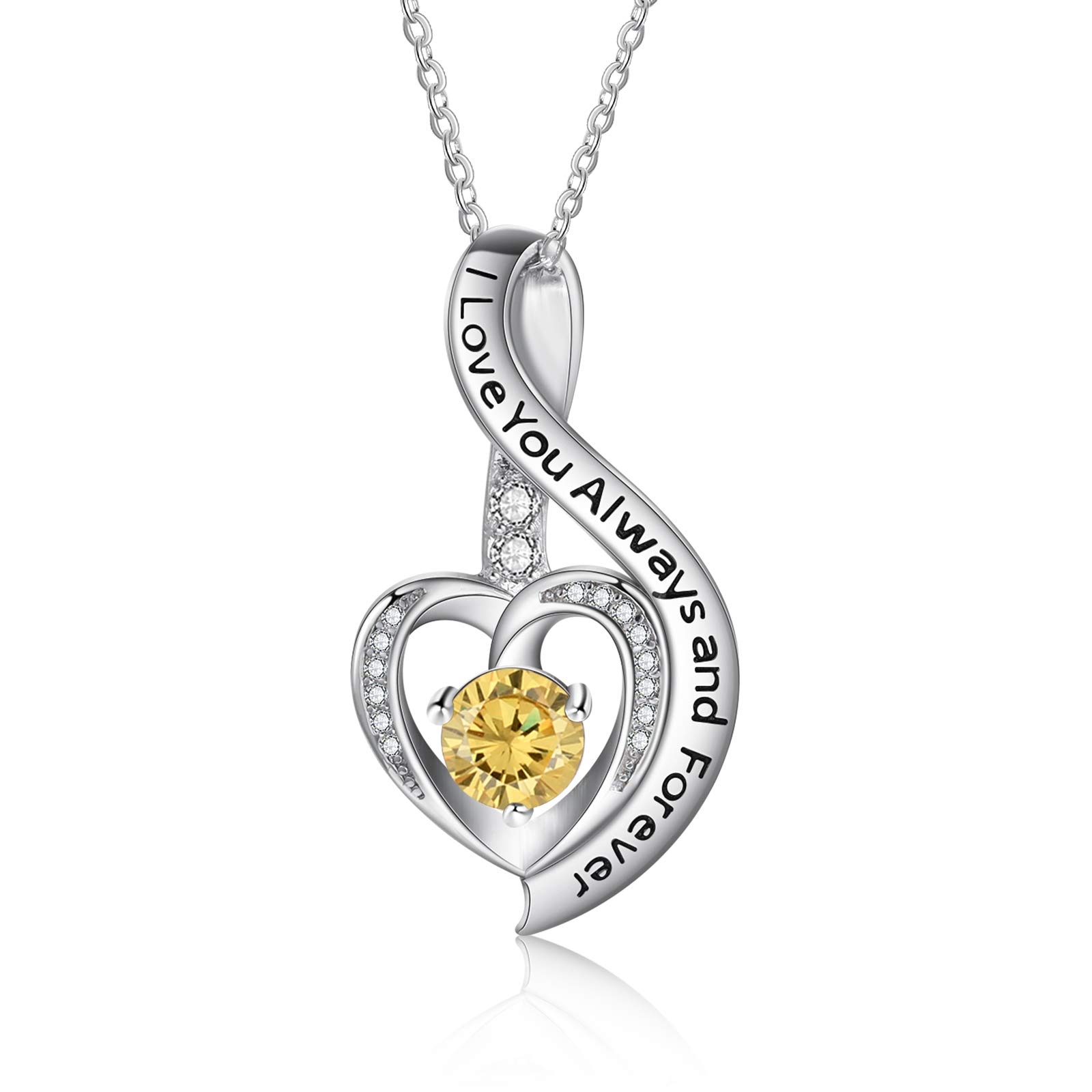 Jessemade Gioielli Collana Cuore Argento 925 con Zirconi Mamma