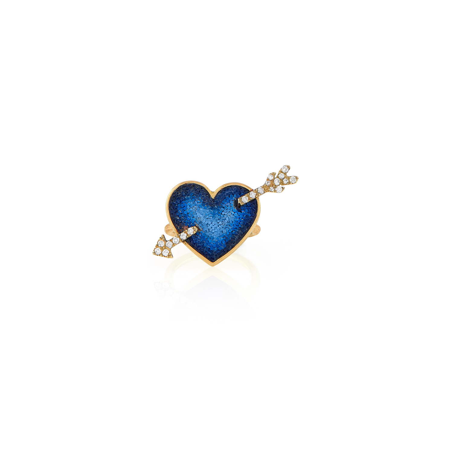 Le Sibille Blue Heart Anello cuore oro 18kt diamanti