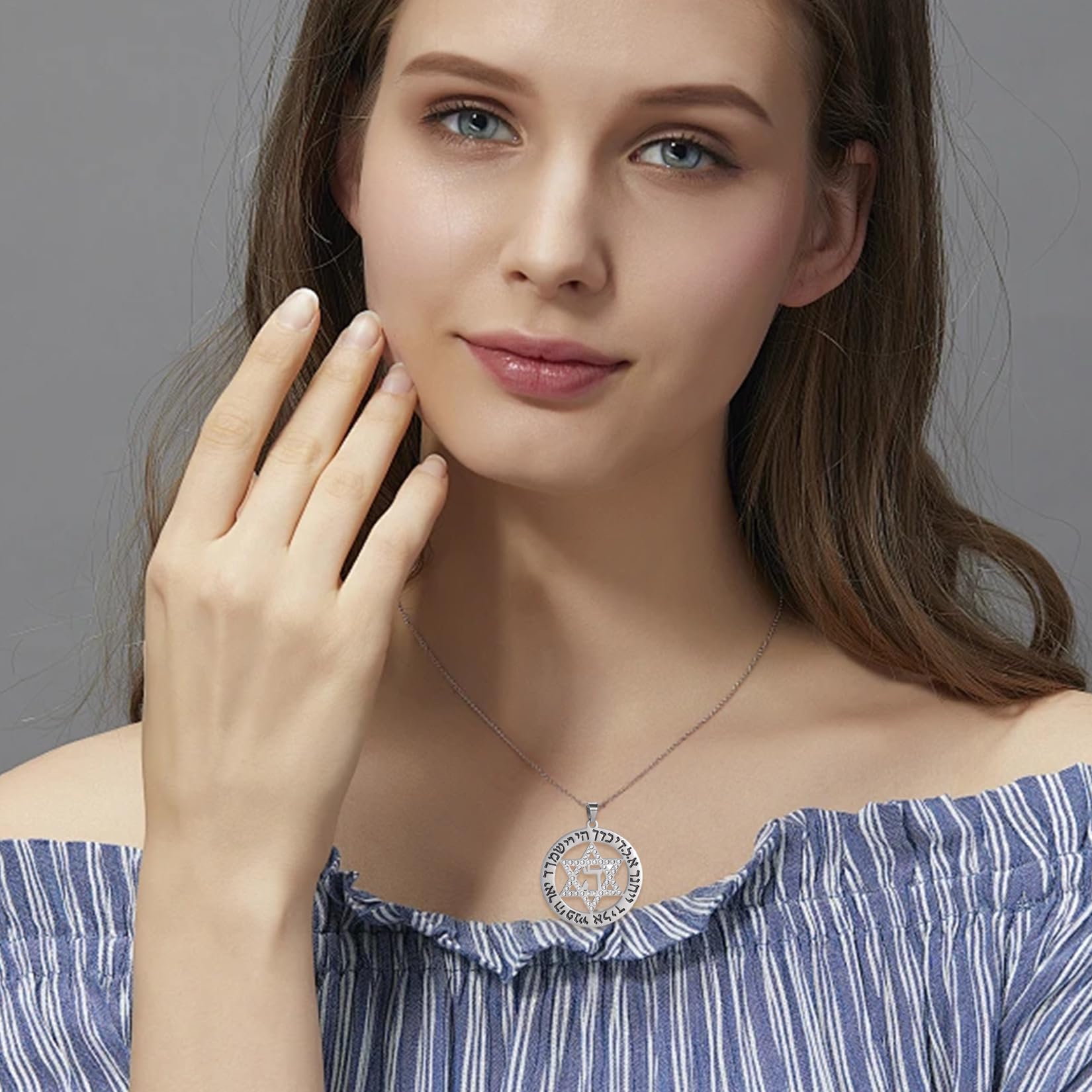 EUEAVAN Necklaces Collana Stella di David Acciaio