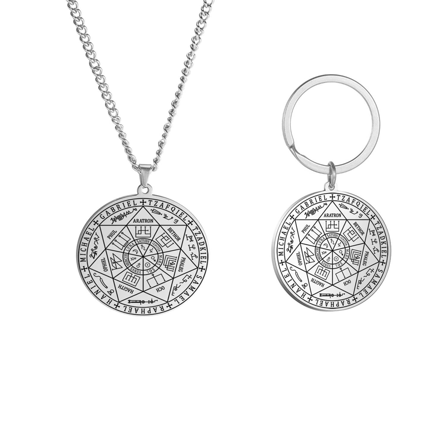 Eueavan 7 Arcangeli collana amuleto argento San Michele
