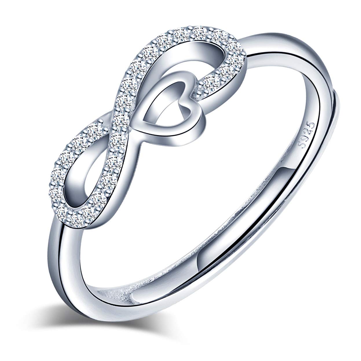 Infinionly Anello Argento 925 Infinito Zircone Aperto