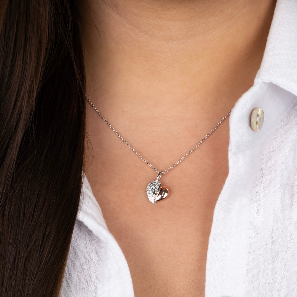 Engelsrufer Collana Cuore Ali Argento bicolore zirconia