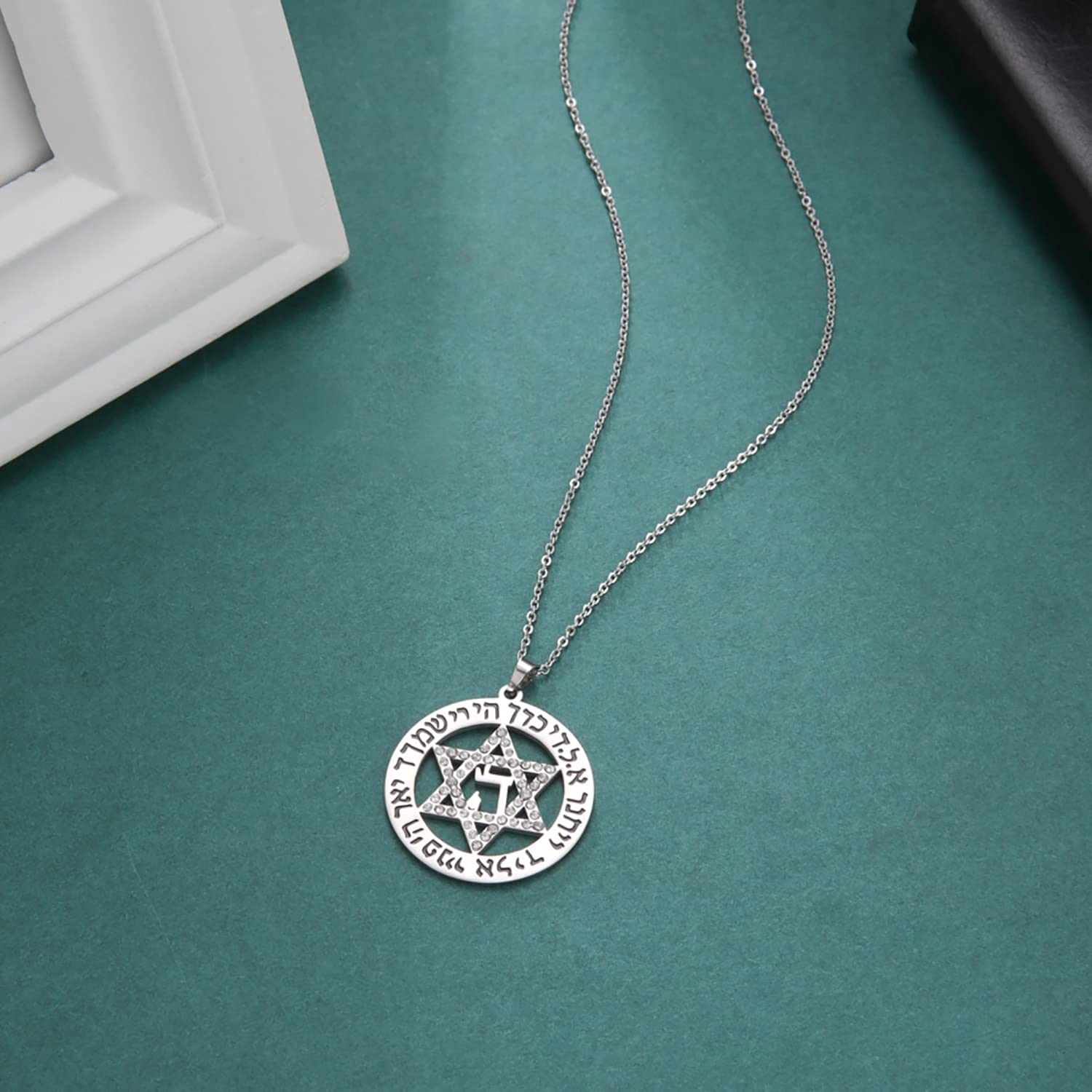EUEAVAN Necklaces Collana Stella di David Acciaio