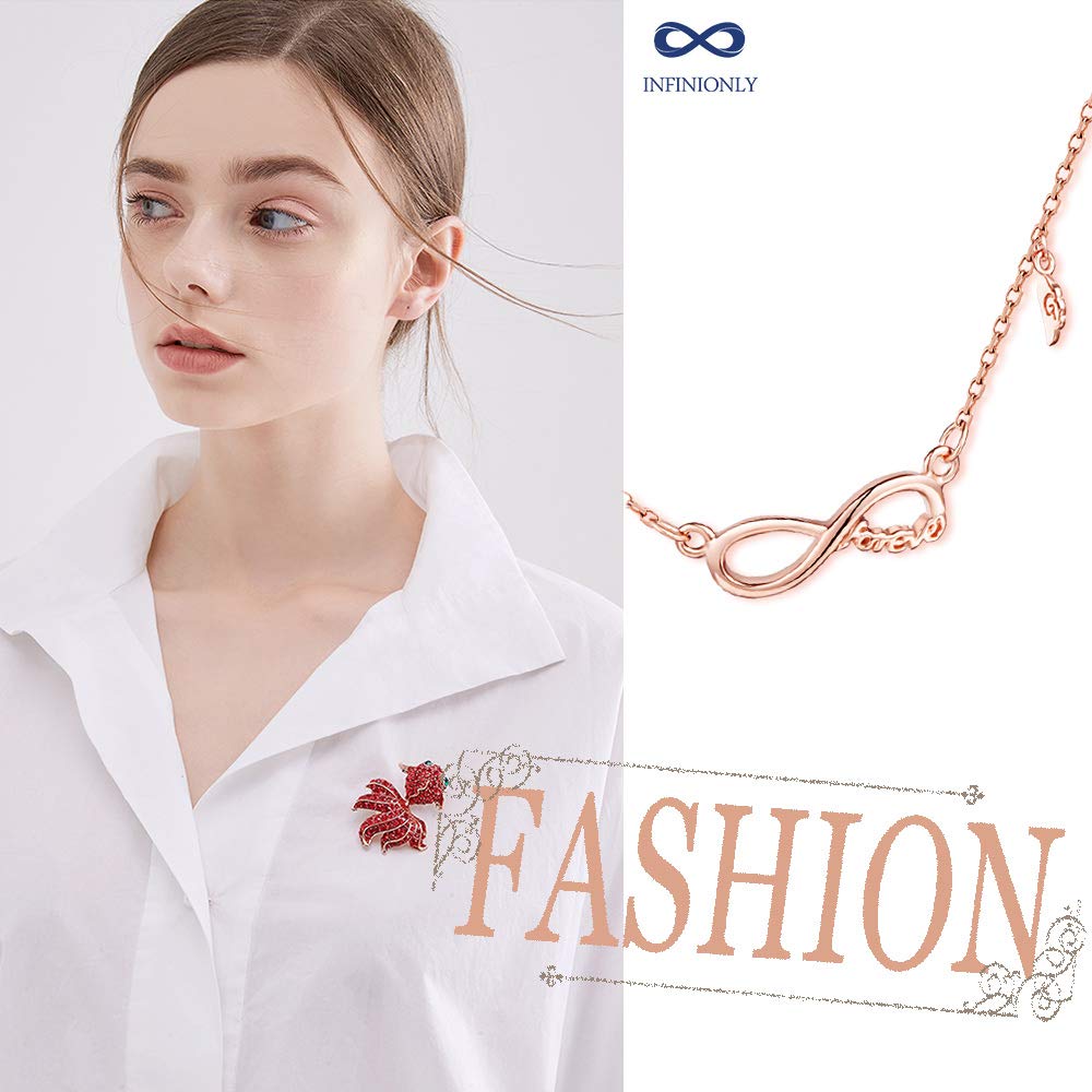 INFINIONLY Fashion Necklaces collana mini infinito oro rosa 925