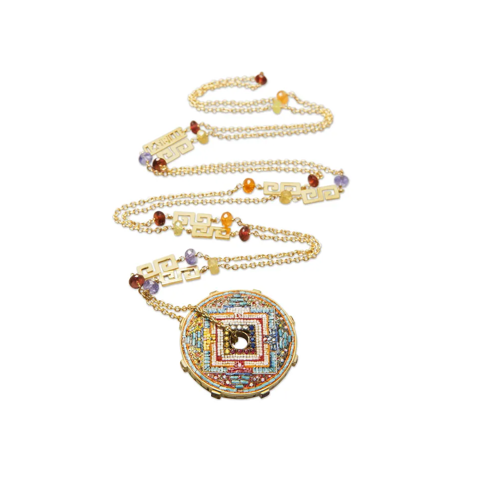 Le Sibille Mandala Dream Necklace collana oro 18kt diamanti rubini