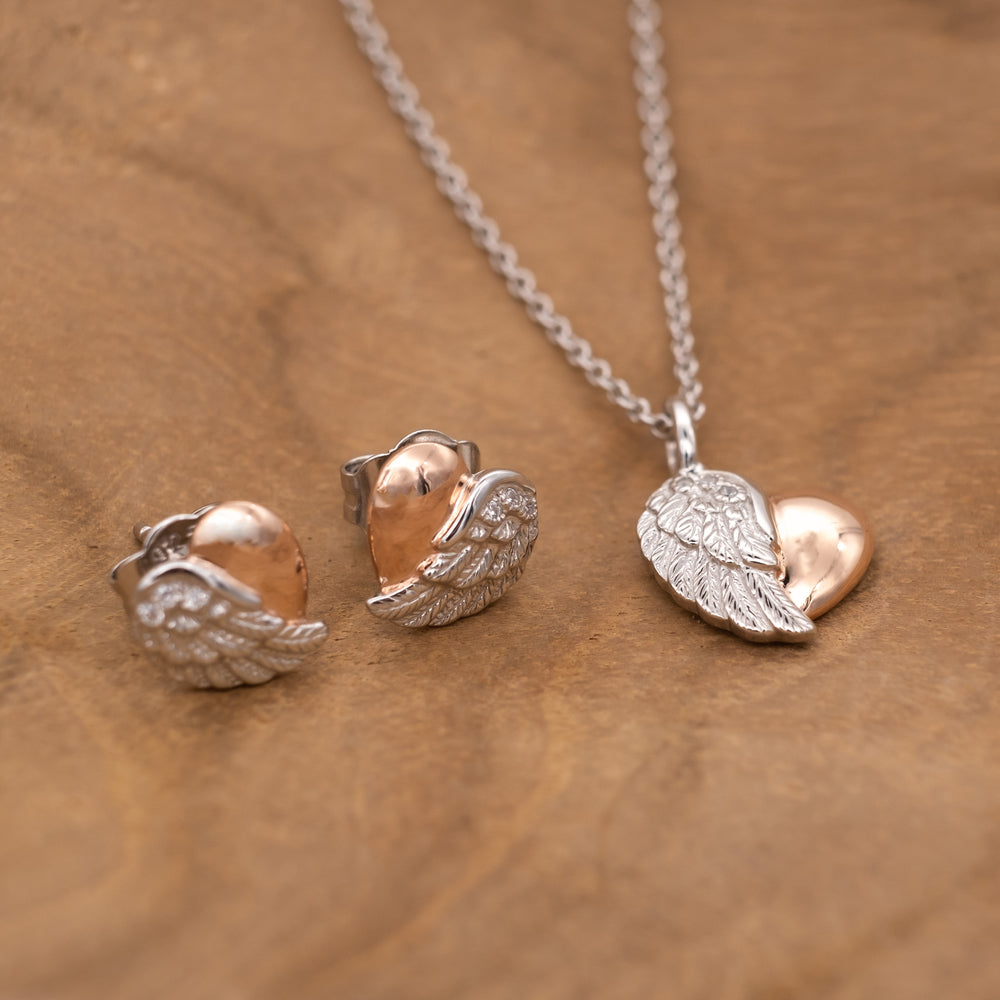 Engelsrufer Collana Cuore Ali Argento bicolore zirconia