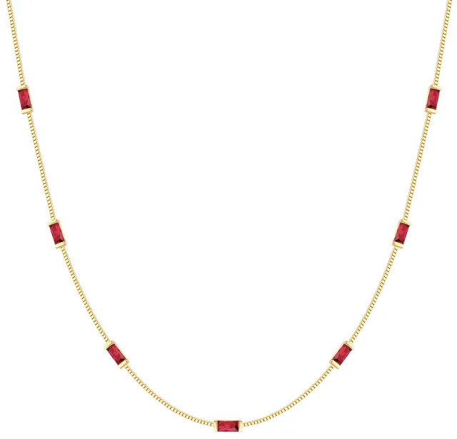 Louisa Secret Necklaces Collana Baguette Zirconi Argento 925 Oro