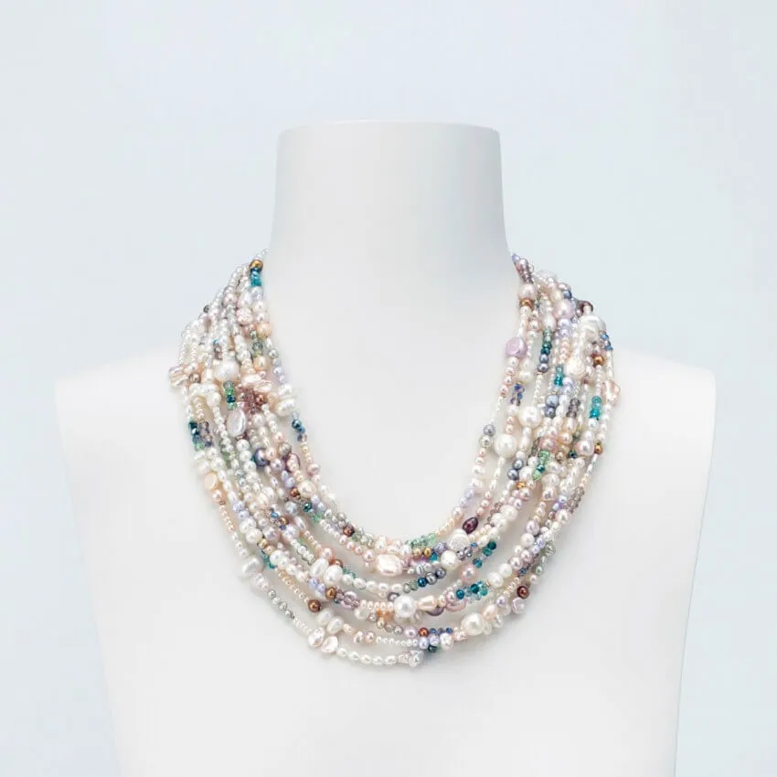 Chic Ad Hoc Collana girocollo perle pietre multicolor