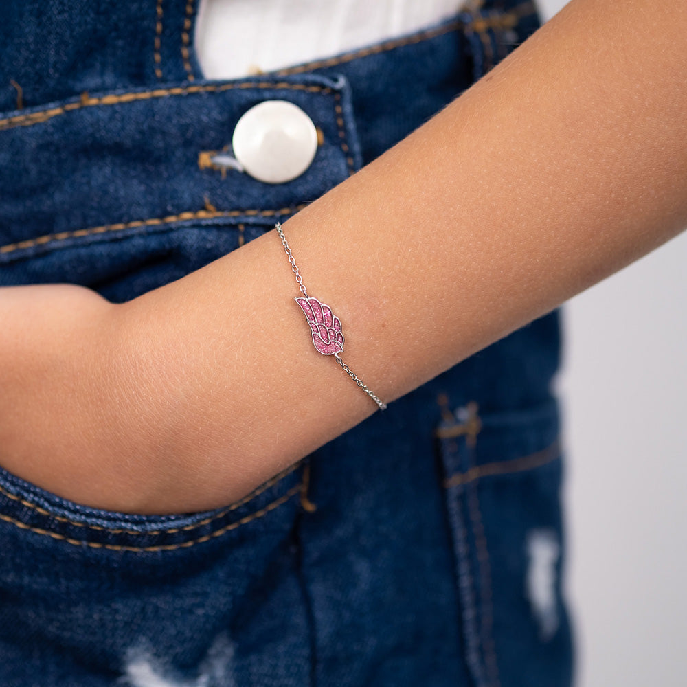 Engelsrufer bimba bracciale acciaio ala glitter smalto