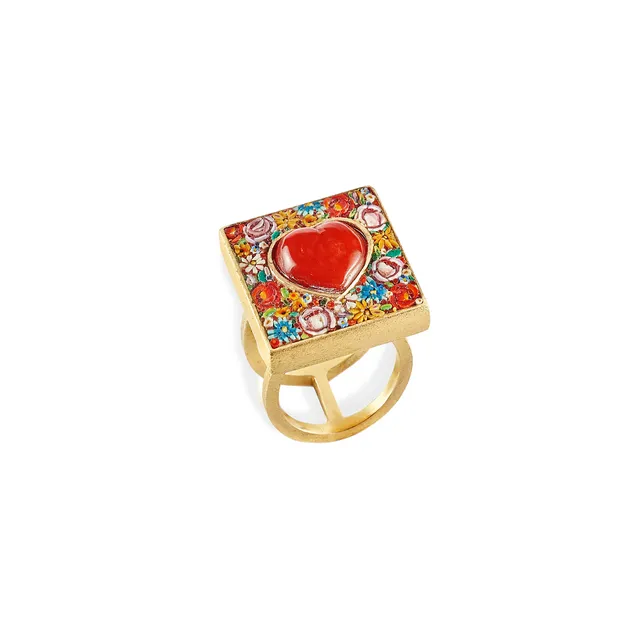 Le Sibille Frida Anello anello oro corallo zaffiri