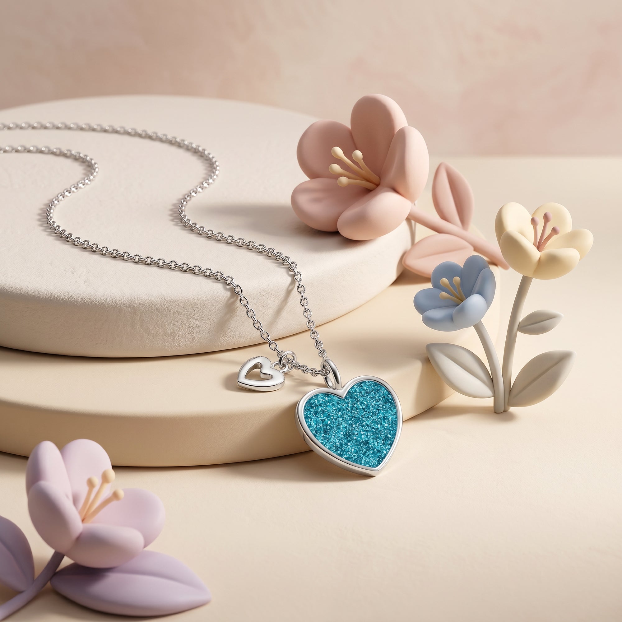 Engelsrufer Kinder Cuore Glitter Blu collana acciaio smalto