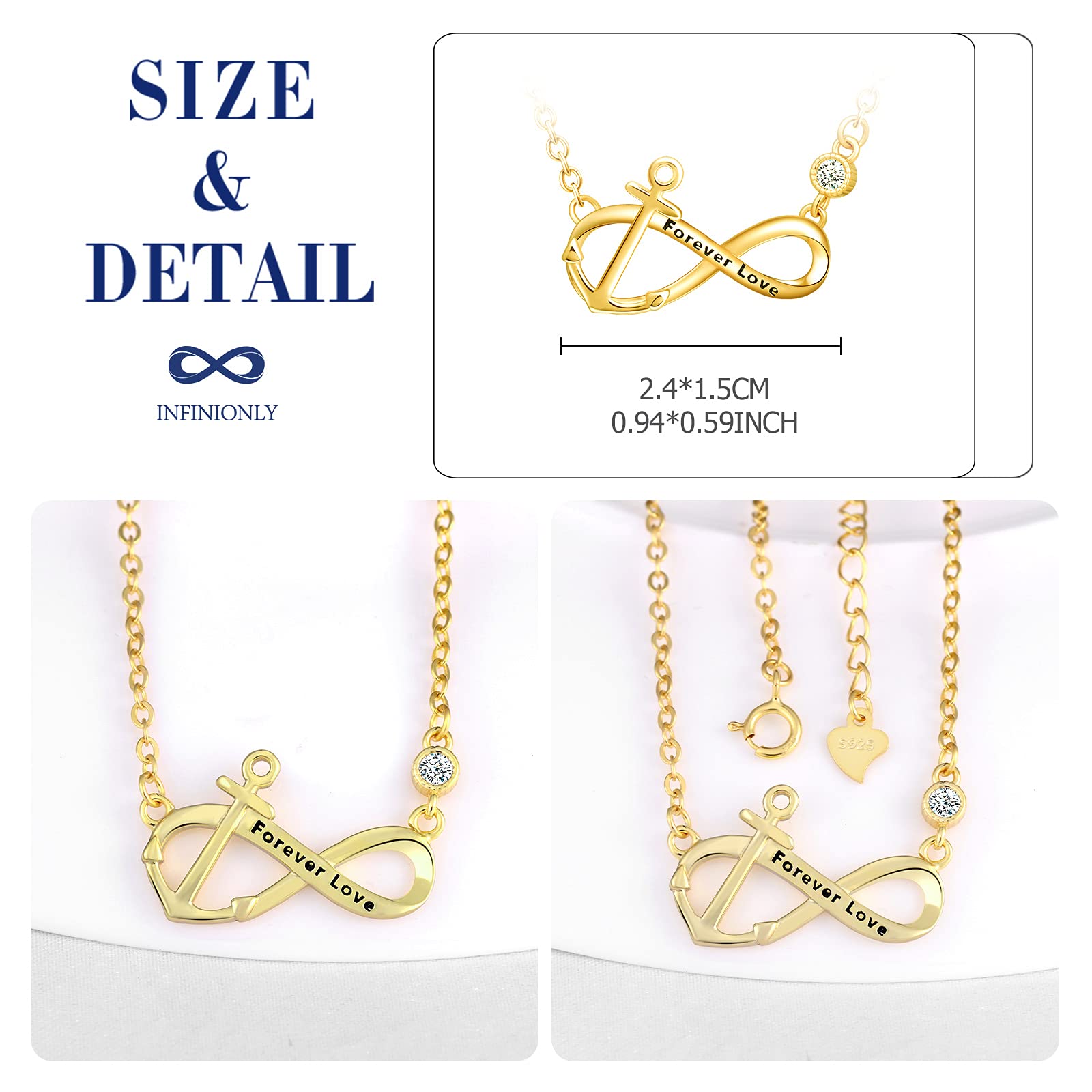 INFINIONLY Fashion Collana infinito oro donna argento 925