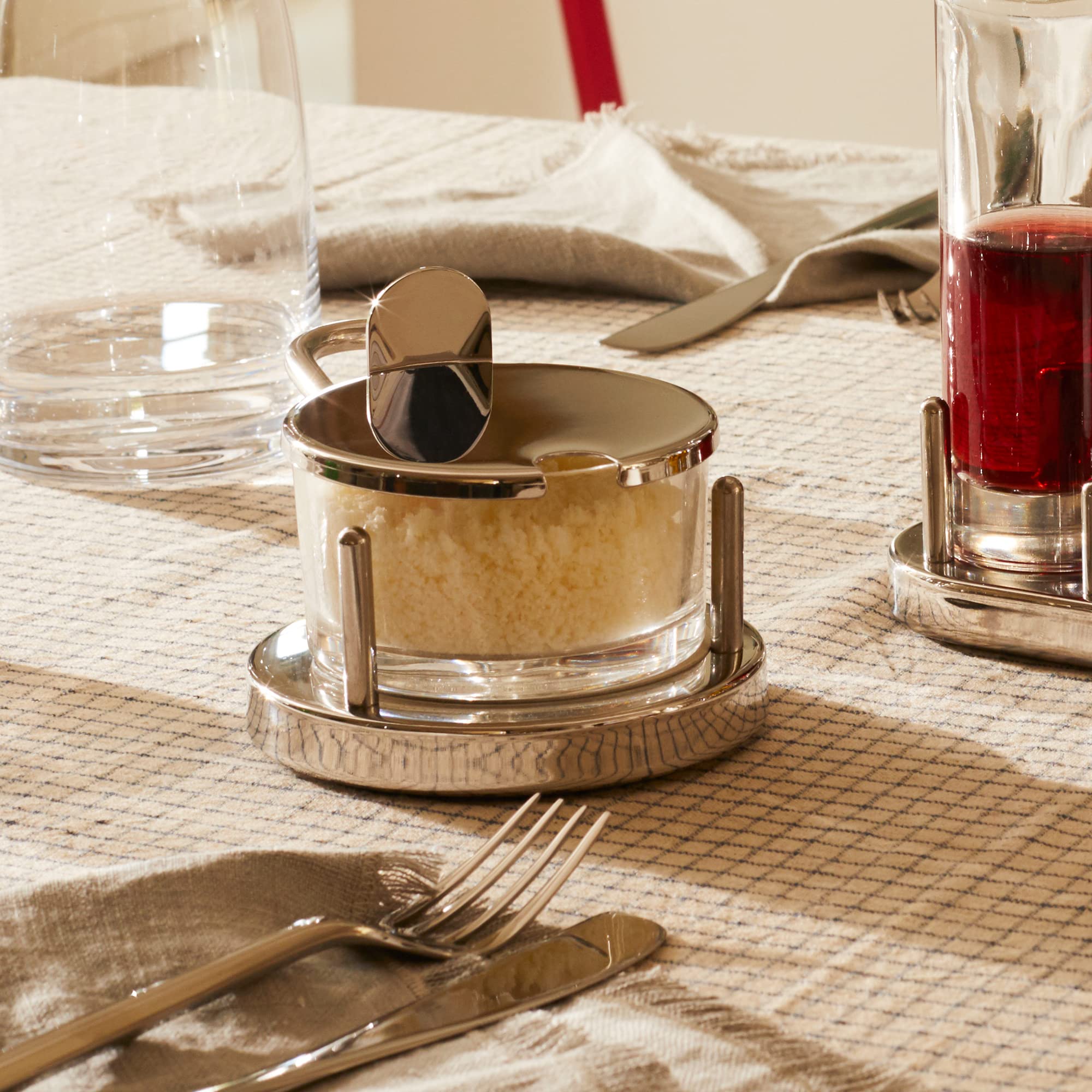 Alessi 5071 Formaggiera in Vetro e Acciaio 11 cm Sottsass
