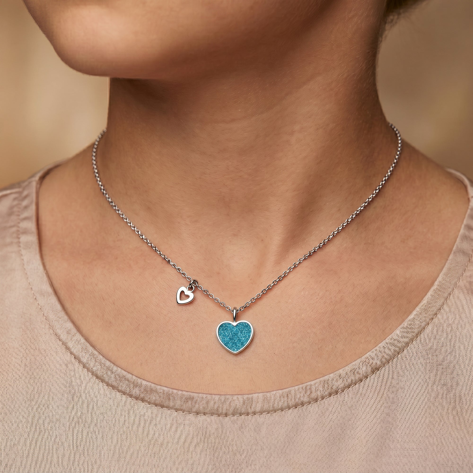 Engelsrufer Kinder Cuore Glitter Blu collana acciaio smalto