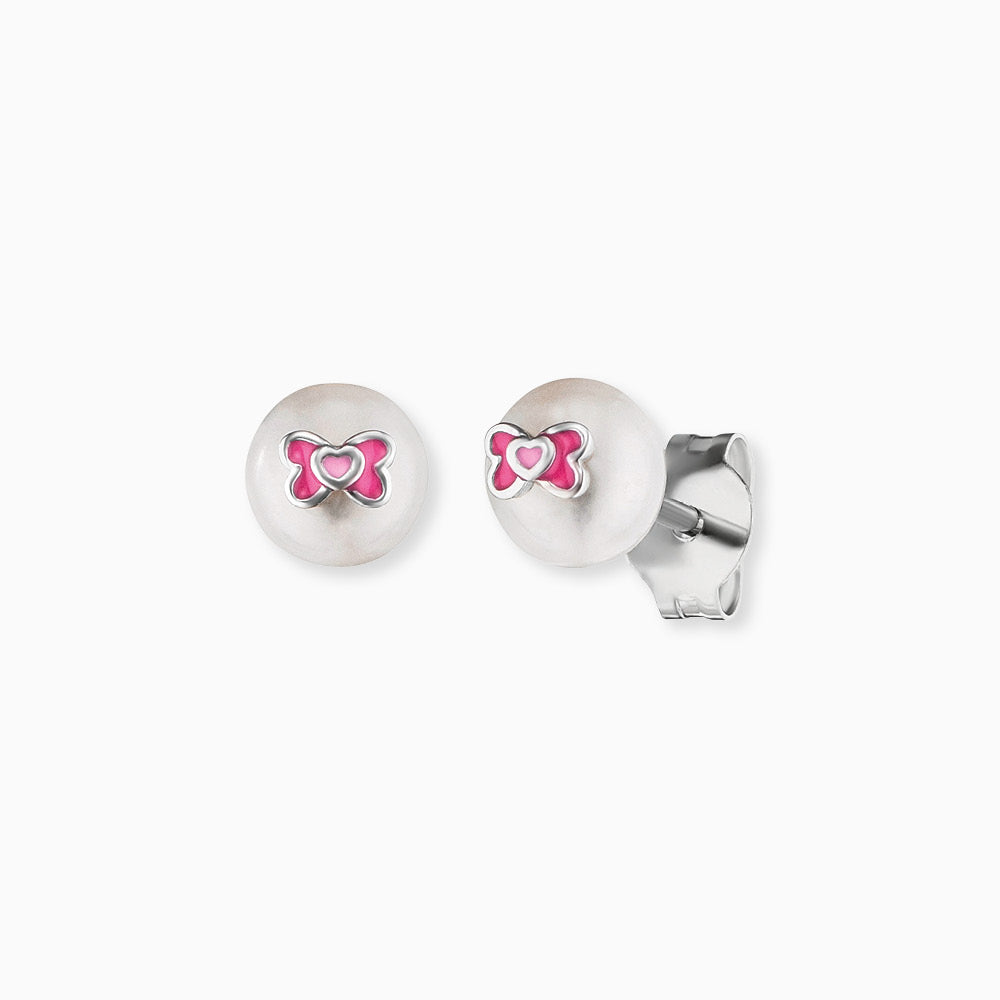 Engelsrufer Kinder Orecchini Argento 925 Fiocco Smalto Rosa