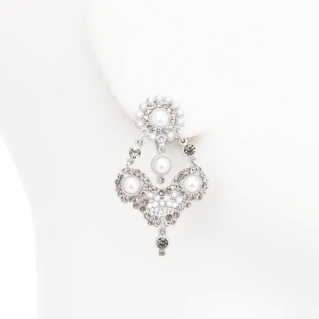 Chic Ad Hoc Orecchini clip pendenti cristalli e perle