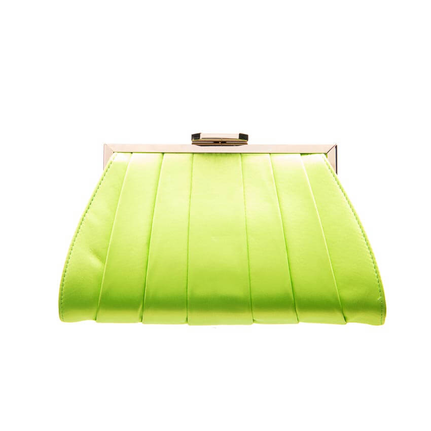 Chic Ad Hoc Pochette Plissettata Clutch Verde Mela Chiusura Gioiello
